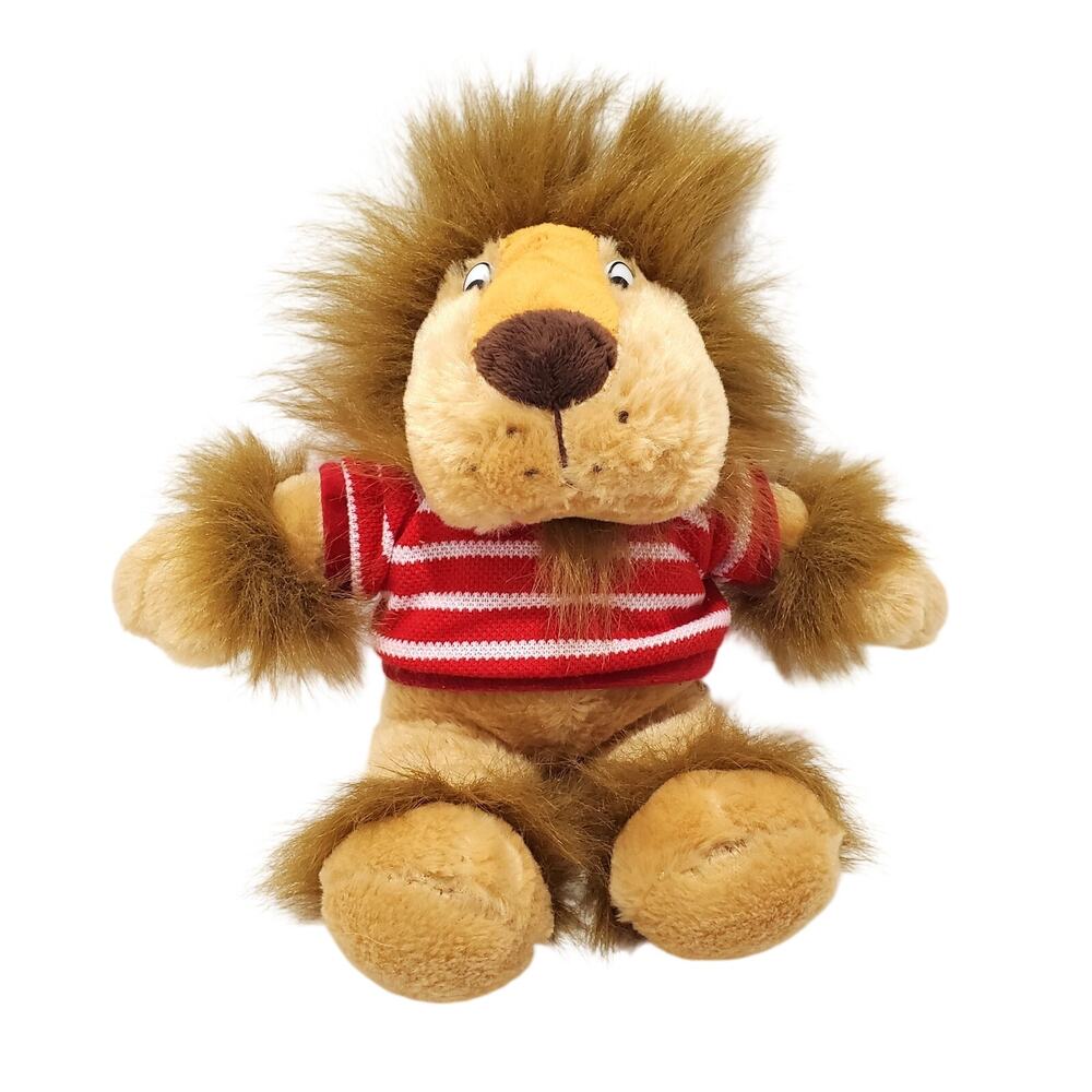 Vtg Dan Dee Collector's Choice Lion Plush w/Striped White & Red Sweater